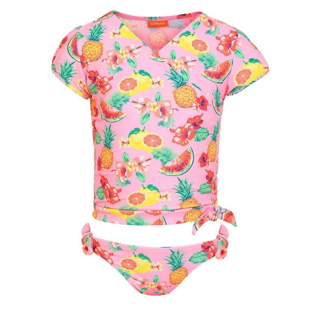 NEW SUNUVA - Girls Pink Aloha Fruit Wrap Tankini